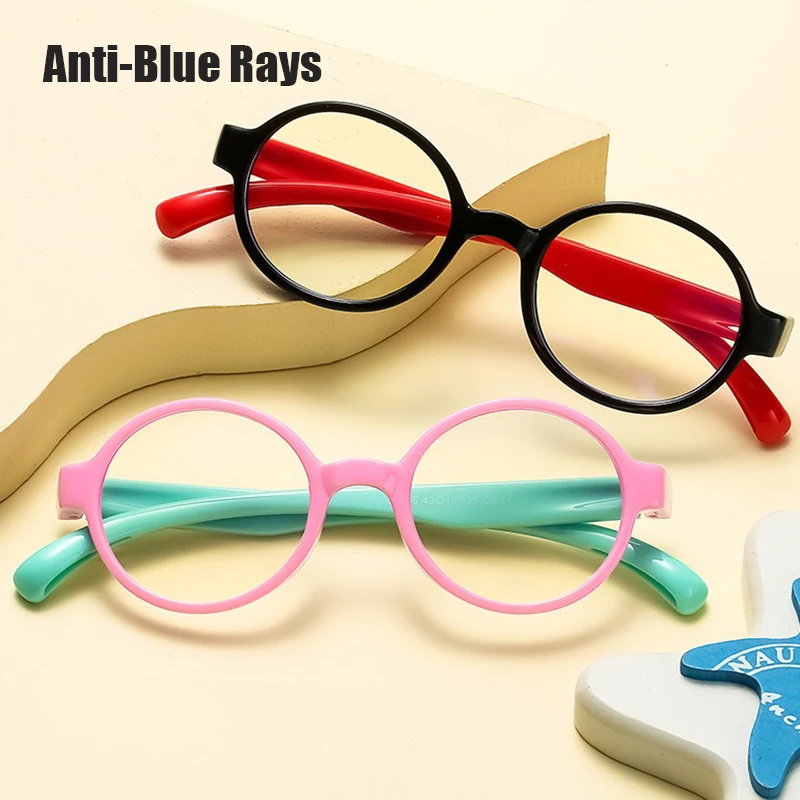 Anti Blue Light Kids Glasses Children Boy Girls TR90 Filter Soft Frame Computer Optical Frame Reflective Blocking Eyeglasses