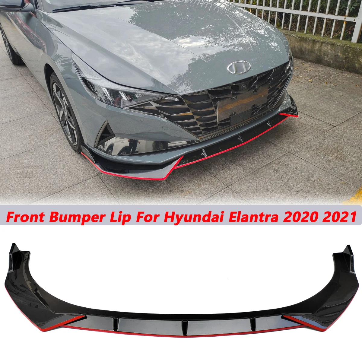 

3PCS Front Bumper Lip Lower Side Spoiler Splitter Body Kit Guards Diffuser For Hyundai Elantra 2020 2021 2022 Car Accessories
