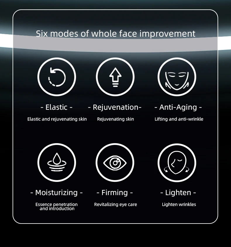 6 in 1 EMS Microcurrent Facial Massager Sonic Vibration Face Lifting Machine LED