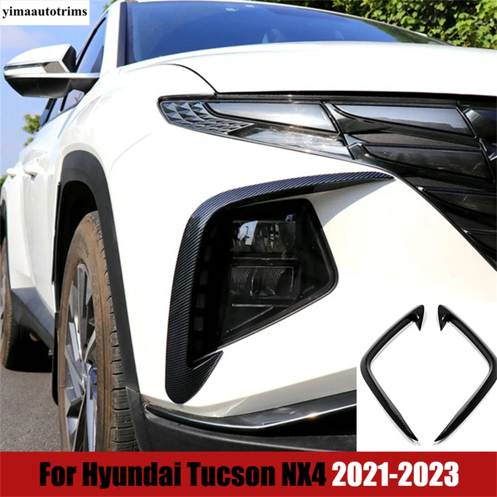 

For Hyundai Tucson NX4 2021 - 2023 Car Front Fog Lamp Light Eyebrow Wind Knife Strip Cover Trim Black / Carbon Fiber Accessories