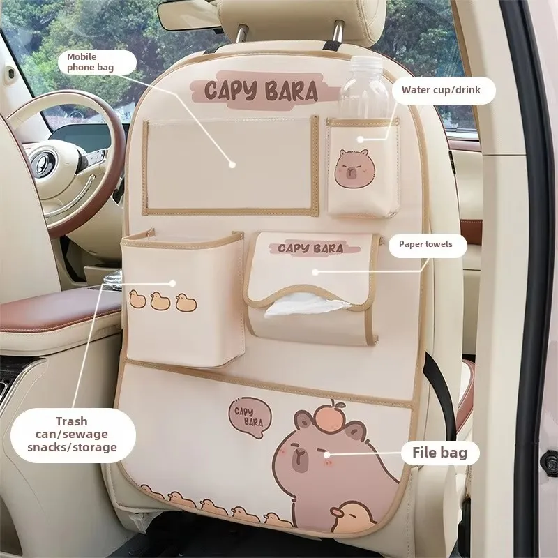 Car anti-kick mat Rear seat anti-dirt mat Cute car rear seat child anti-wear protective car seat protector car seat organizer car door kick pad Car storage bag