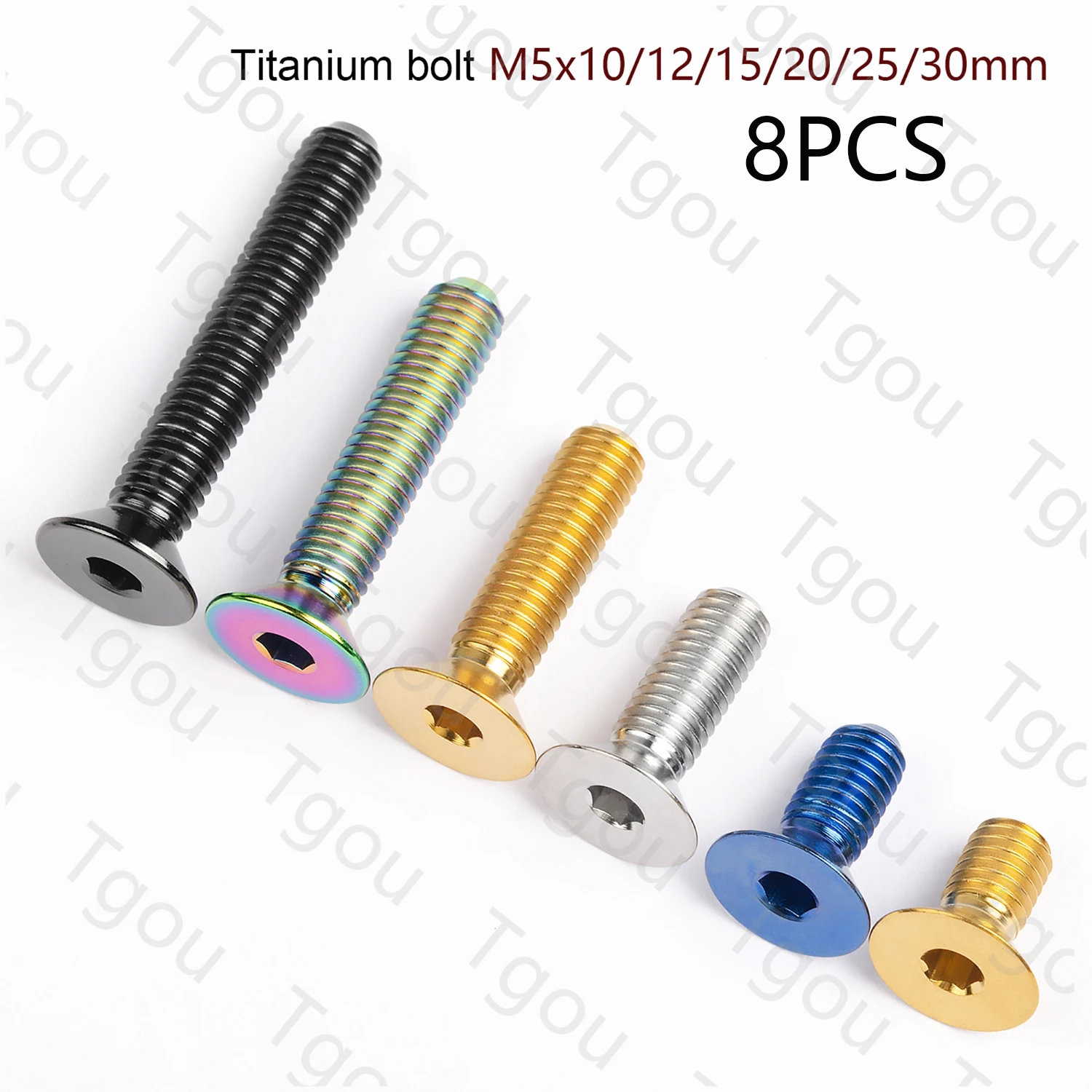 

Tgou Titanium Bolt M5x10/12/15/20/25/30mm Hex Flat Countersunk Head Screw for Bicycle 8pcs