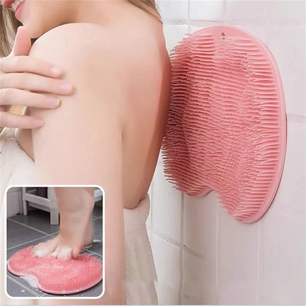 Silicone Rub Back Brush Bathroom Non-slip Wash Foot Pad Massage Shower Mat with Sucker Bath Massage Foot Exfoliating Brush Pad 2
