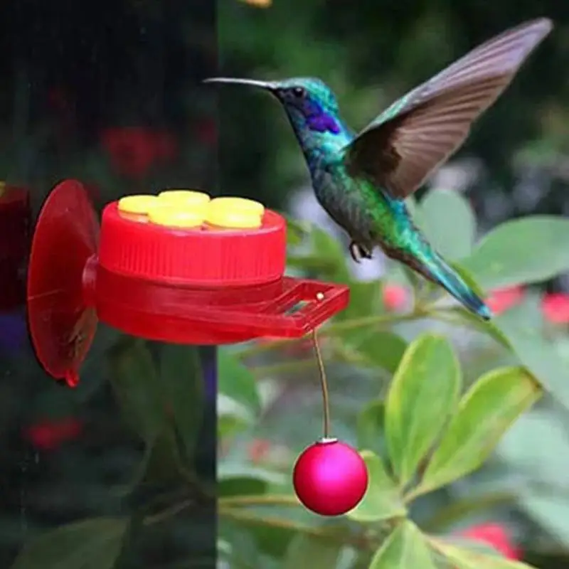 Bird Feeder Handheld Hummingbird Feeder With Suction Cup Outdoor Garden Window Hummingbird Drinker With Brush Bird Accessories bird food holder