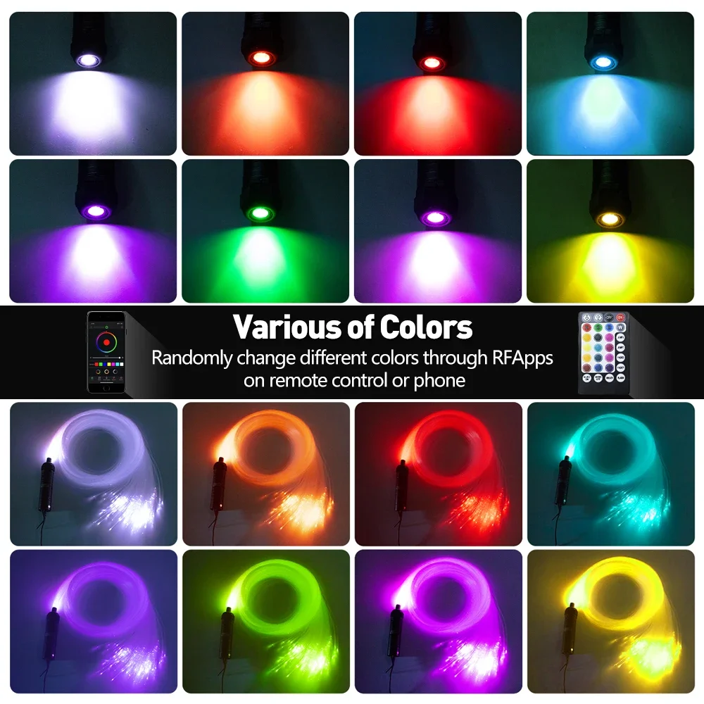 6W DC12V Fiber Optic Star Ceiling Lights Kit RGBW Car Roof Star Lights APP Music Control Led Car Starry Sky Ceiling Lamp fiber optic lamp fiber optic ceiling kit