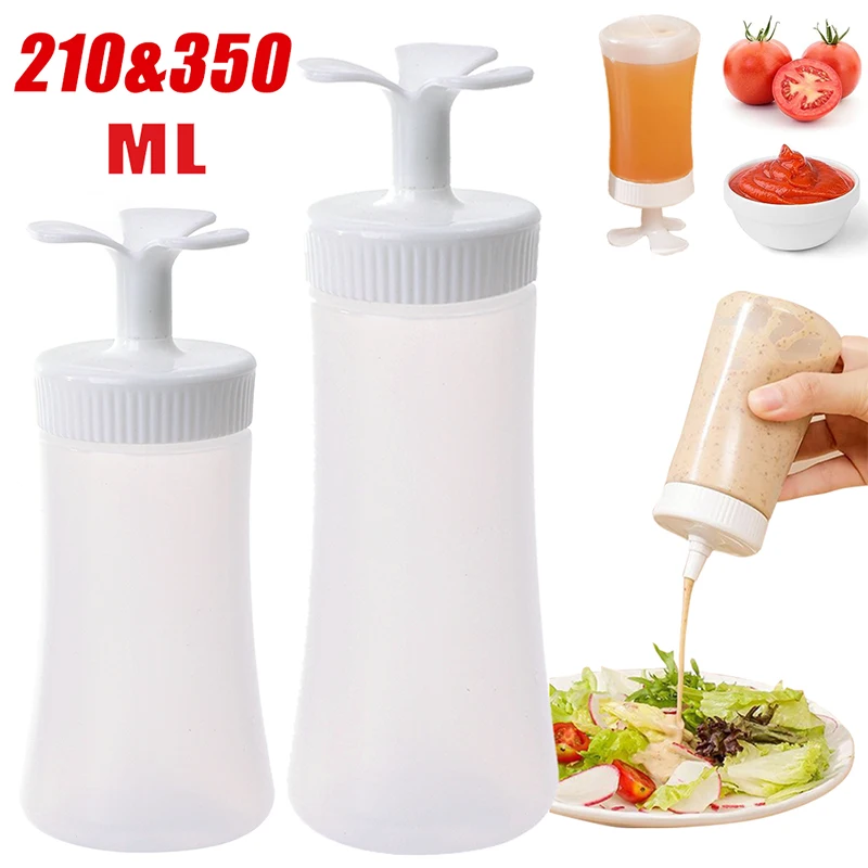

210/350ML Condiment Squeeze Bottles with Cap Salad Sauce Ketchup Mustard Mayo Olive Oil Seasoning Dispenser Kitchen Gadgets