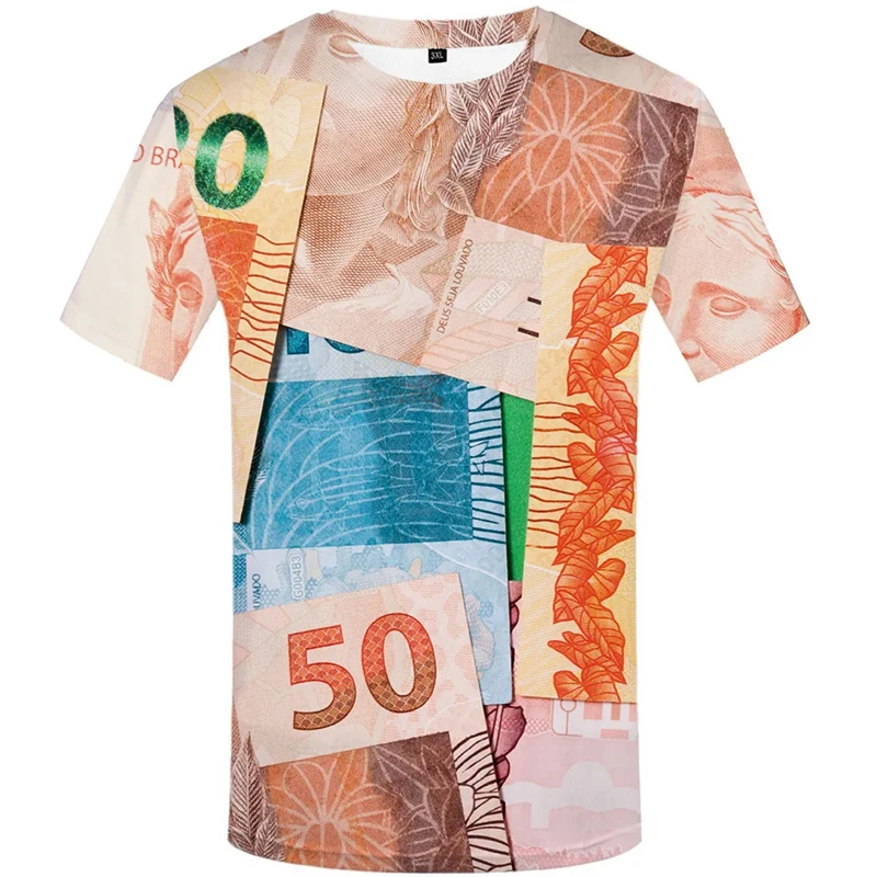 

Summer Israeli Money New Shekel 3D Printed T-shirt For Men Casual Personality Street Tees Retro O-neck Loose Short Sleeve Tops