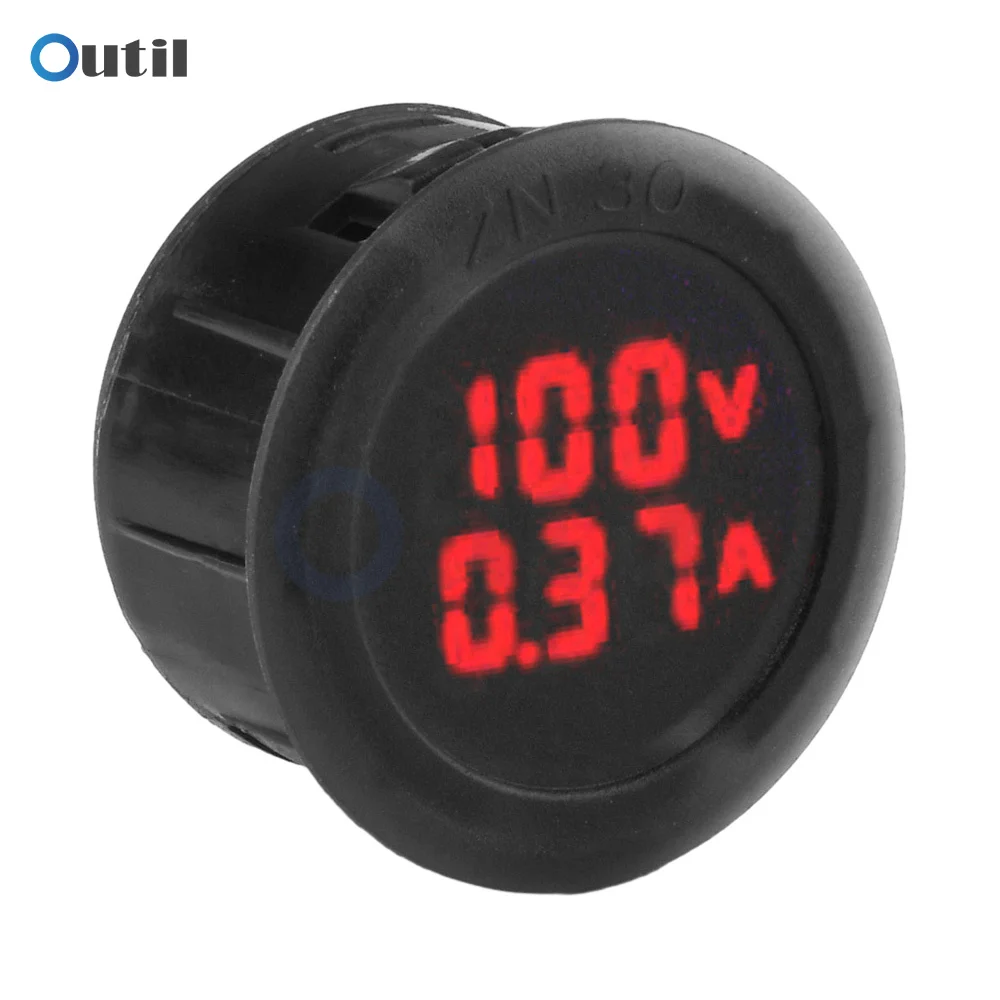 Circular Double Display DC Voltage Ammeter LED Digital Display Meter DC 100V 10A 1A With Shunt Circular Voltmeter Monitor Ammete