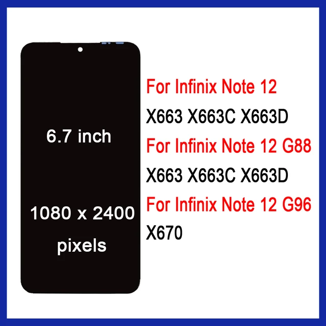 Original AMOLED For Infinix Note 12 Note 12 G88 Note 12 G96 LCD Display  Touch Screen