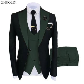 Abito da uomo Matrimonio elegante Set da 3 pezzi Blazer Giacche complete Gilet Pantaloni Cappotti moda formale 2025 Costume classico 1
