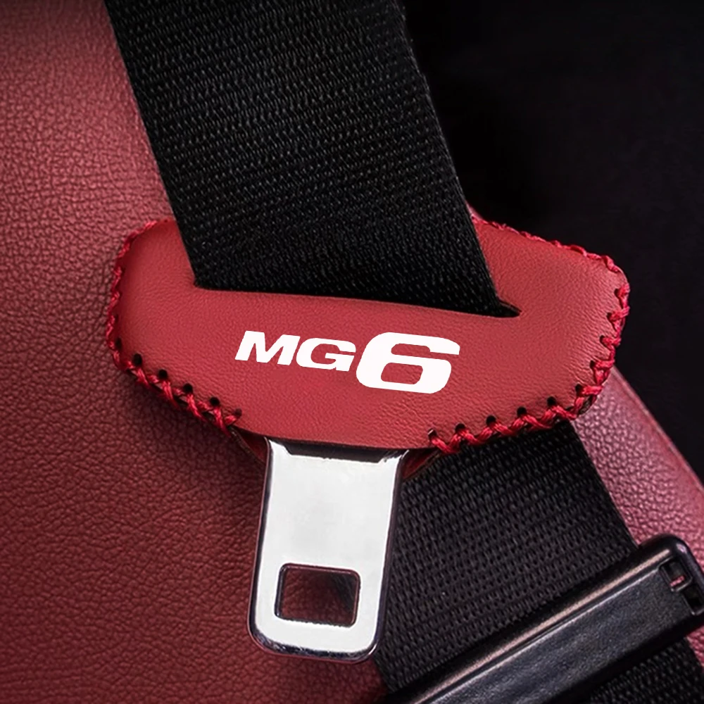 Car Seat Belt Buckle Clip Protector leather Interior Button Case Anti-Scratch Cover For MG GT HS ZS MG3 MG5 MG6 MG7 Accessories