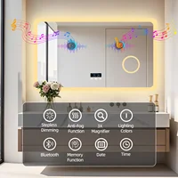 80/100/120/CM LED Bathroom Mirror with Bluetooth Dimmable Backlit Vanity Mirror with 3X Magnifier and Screen Display - Image 4