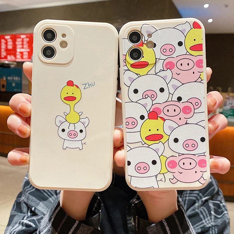 Cute Cartoon Net Red Duck Phone Case For Apple Iphone 11 12 13 Pro 12 13 Mini X Xr Xs Max 6 6s 7 8 Plus Silicon Cover Smartphone Aliexpress