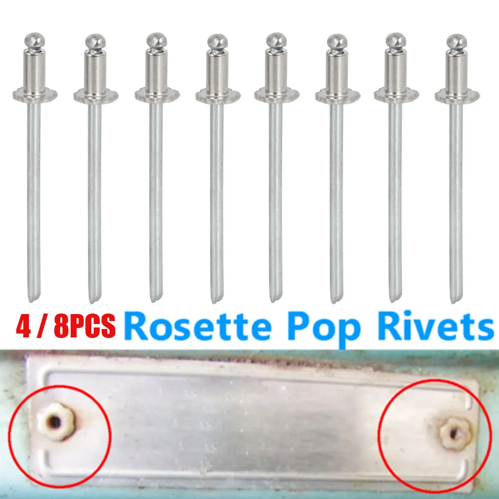 2 Rivetti A Rosetta In Acciaio Inox – Sostituzione Per Etichette VIN AMC E Targhette Auto