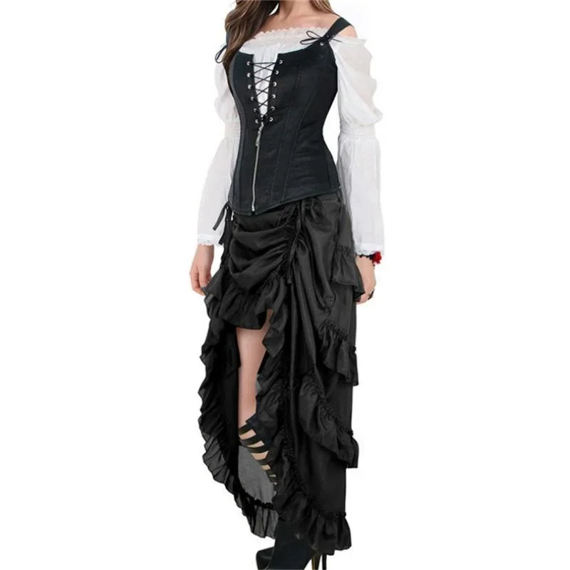 

Retro Women's Skirt Modern Dance Hip Hop Street Dance New Performance Dress Halloween Folk Dancer Costumes Female Pirate Skirts