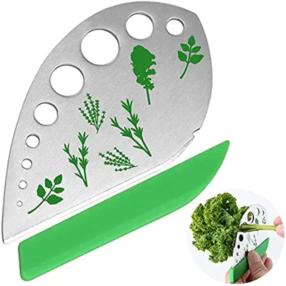 Stainless Steel Kitchen Herb Leaf Stripping Tool Metal Pealer Suit for Kale Collard Greens Thyme Basil Rosemary 9 holes Stripper