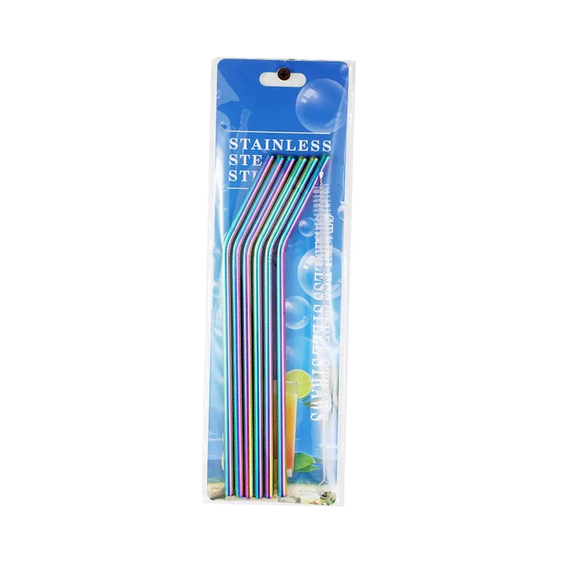 6-Piece Reusable Stainless Steel Drinking Straw Set with Case and Cleaning Brush