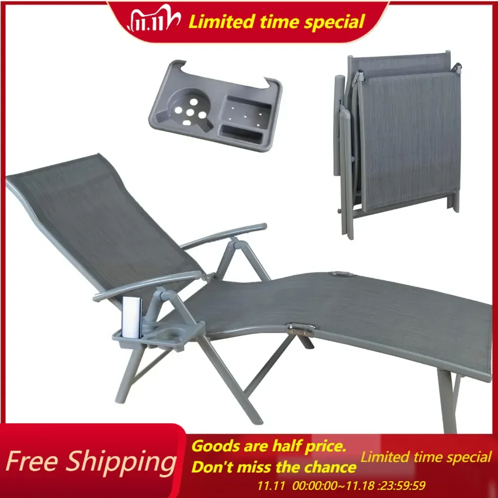 Cozy Aluminum Reclining Lounge Chair-Perfect for Beach, Yard, Pool, Deck, and Patio-Outdoor Chaise Lounge