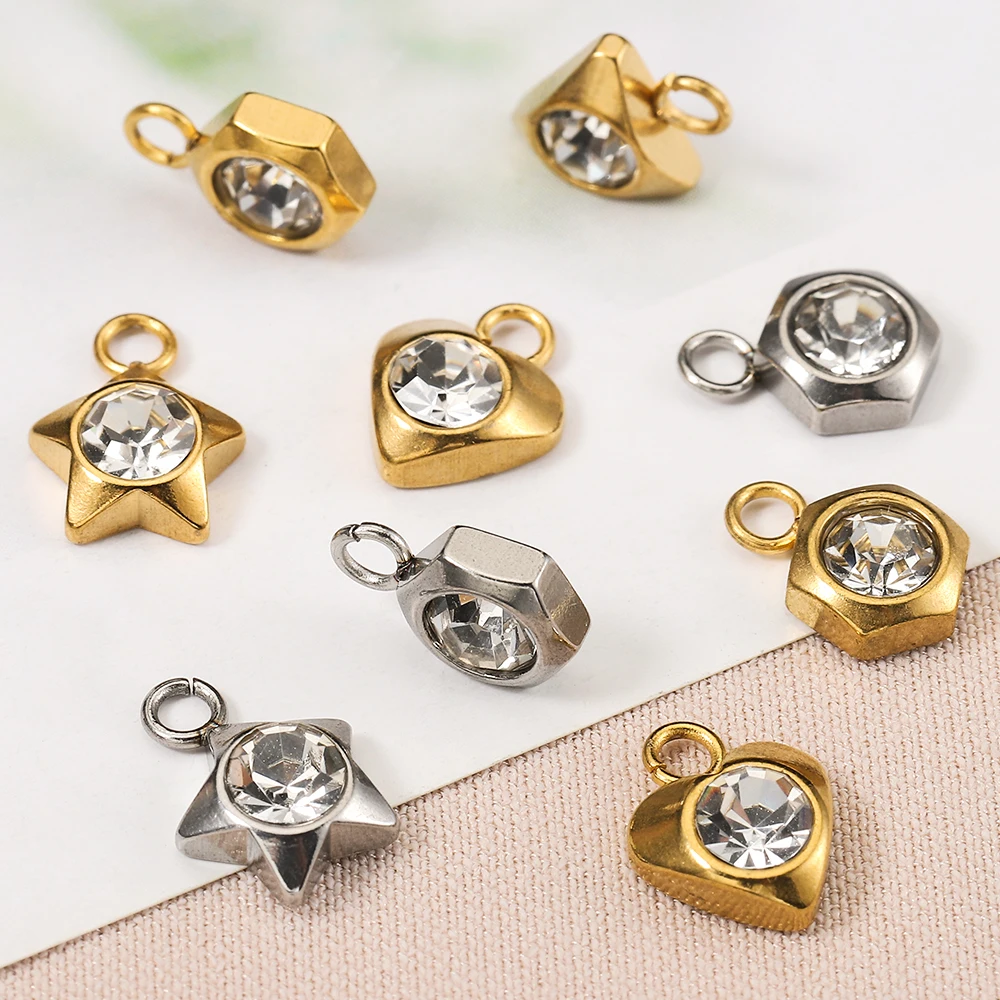 20 Stück Edelstahl Zirkon Strass Stern Liebe Herz Charms Anhänger für Ohrringe Halskette Armband DIY Schmuckherstellung – Detail 12