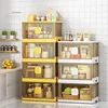 Nordic Plastic Kitchen Cabinet Home Furniture Floor Multi-layer Foldable Storage Cabinet Living Room Bedroom Box Locker e 1