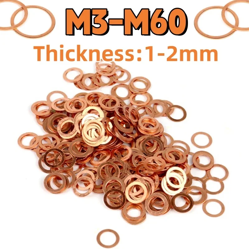 Flat Gaskets M3 M4 M5 M6 M8 M10 M12 M14 M16 M18 M20 M22 M24 M27 M30 M50 M60 Copper Plain Washer Boat Fastener Hardware