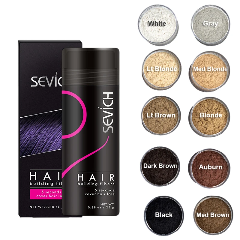 Sevich Hair Fiber 3 Kit 25g Keratin Fiber Hair Bottle + Applicator + Comb Building Fibers Regrowth Extension 10 Color