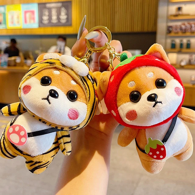 MSPC Cute Keychains for Car Keys Shiba Inu Red Strawberry