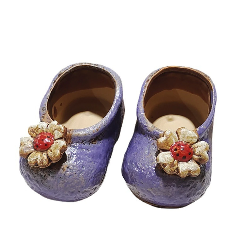 Flower Pot Plant Pot Creative Ceramic Succulent Flower Pot Personalized Retro Shoe Floral Accessories Breathabilityset Home Decoration