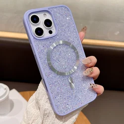 Glitter Sparkling Rhinestones Diamond Magsafe Case with Magnetic Wireless Charging Compatibility - iPhone 15 Plus (Purple)