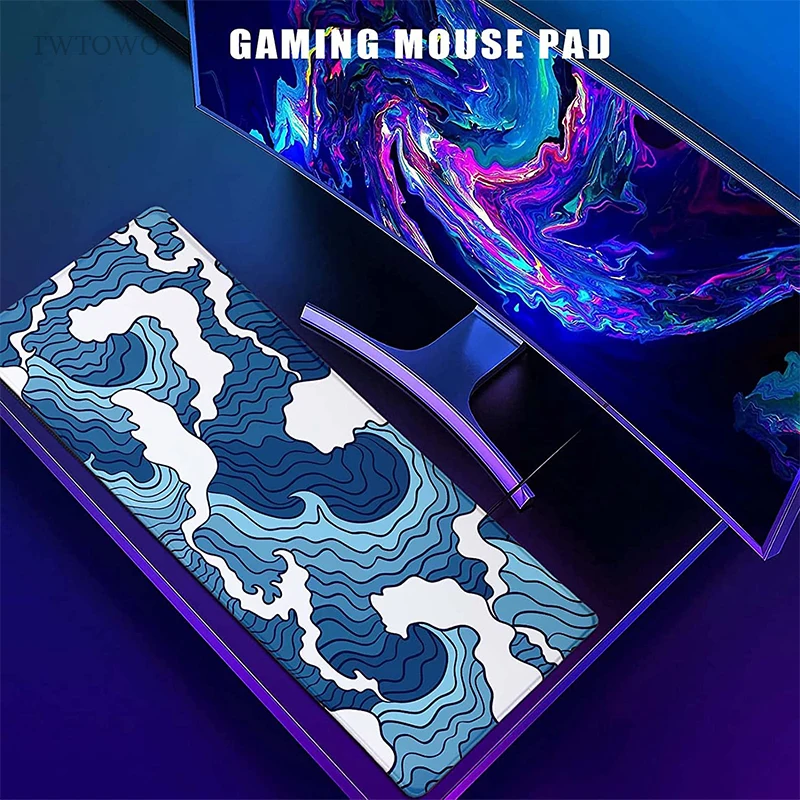 Ondas Azuis Custom Mouse Pad Gamer Mousepad Tapetes de Mesa Tapete de Escritório Borracha Natural Macio Laptop xl Grande Novo Xxl - Imagem 2