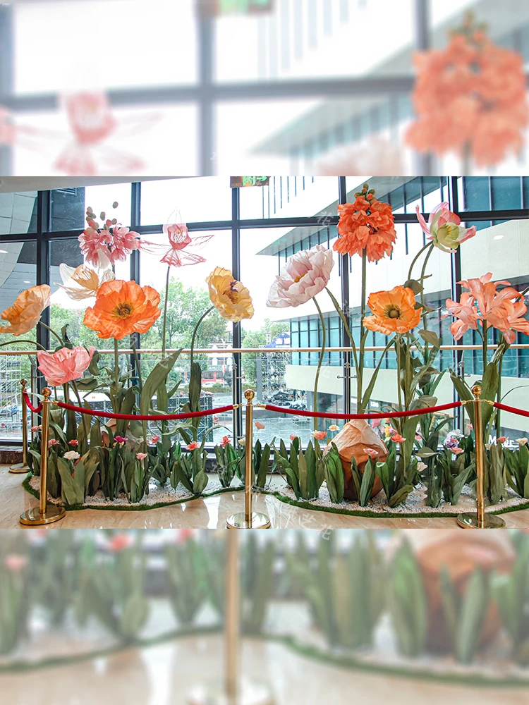 

Full set of shopping mall decoration and layout, beautiful and commercial photography, paper art flowers