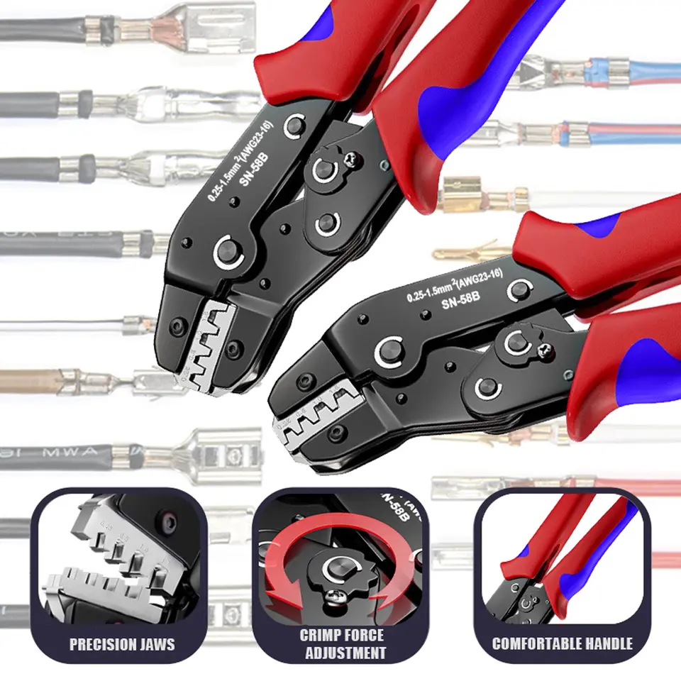 SN-58B 0.25-1.5MM², AWG24-16 Non-insulated Crimper for Dupont Jumper Wire EPS PCIE SATA PINS MOLEX JST Terminals Crimping Plier image 5