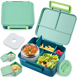 Kids' Bento Lunch Box Set with Leak - Proof Food and Snack Containers - 3 (Green)