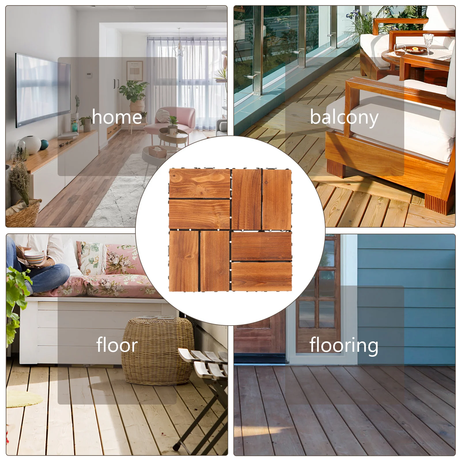 Garden Wood Floor Splicing Tiles Outdoor Interlocking for Walkway