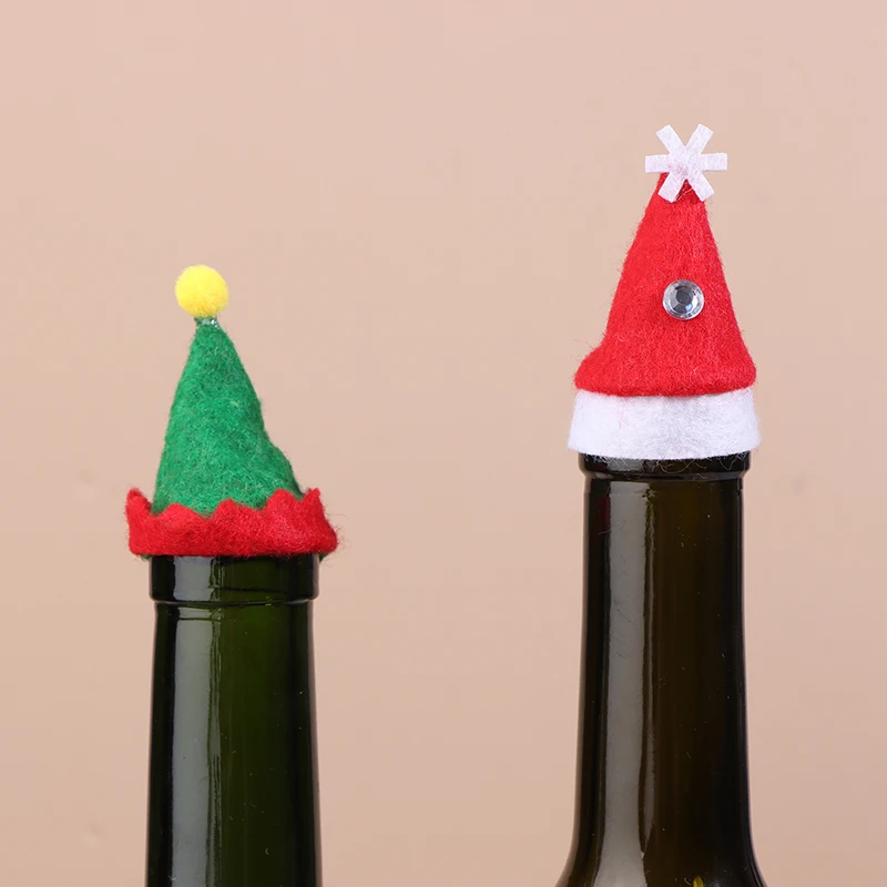 12Pcs Mini Christmas Elf Caps Design Lolly Hats Decor Nonwoven Candy Packing Hats DIY Home Christmas Party Decoration Supplies