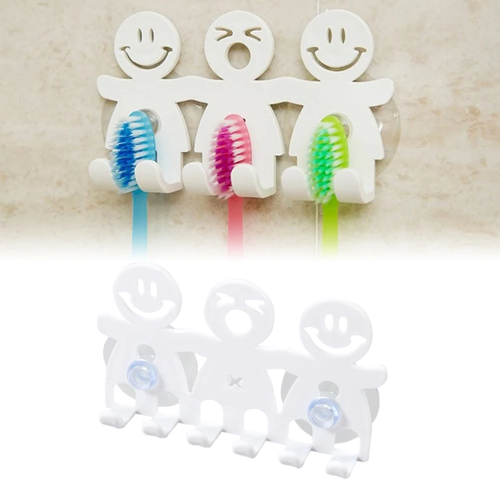 Toothbrush holder 1 PC toothbrush holder wall-mounted suction cup 5 cute cartoon smile tooth holder