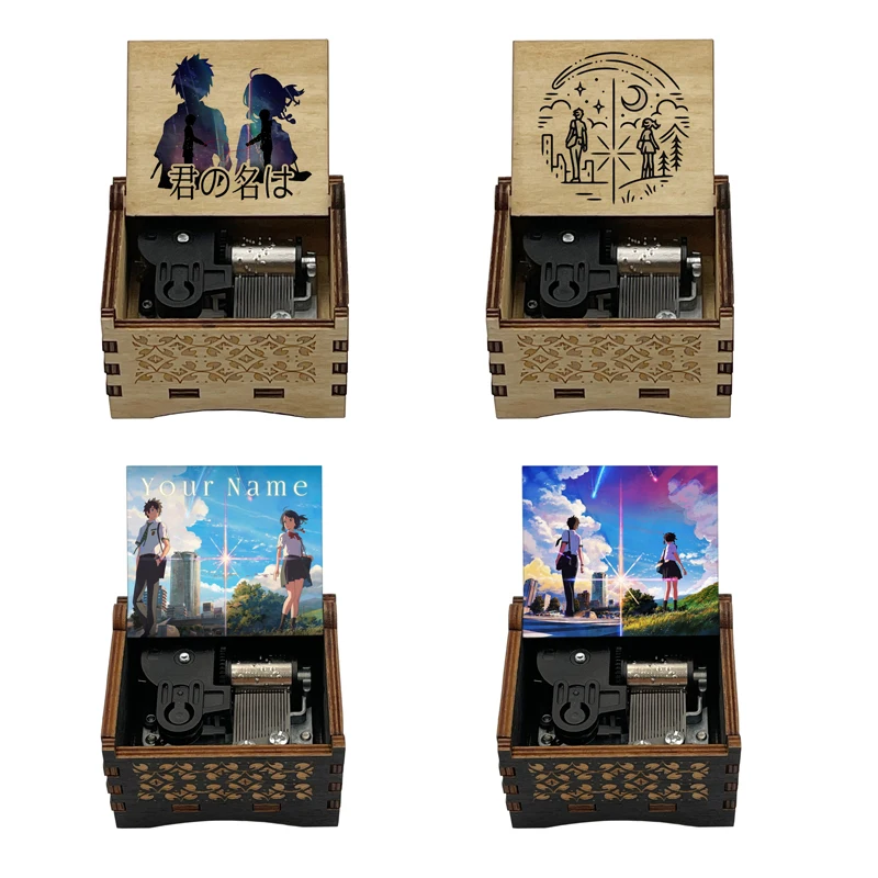 Black Wooden Clockwork Type Music Box Anime Your Name Zenzenzense Birthday Christmas Gifts Home Decoration Ornaments