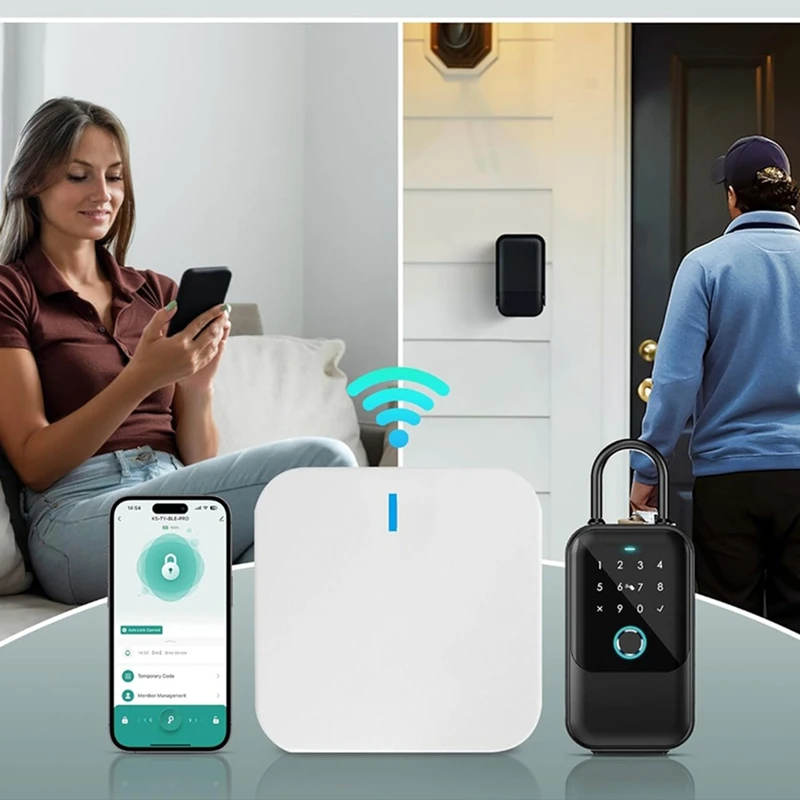 Smartlock Box For House Key With 5 Unlocking Methods Fingerprint,App Control, Access Card, Password,Suitable For Office
