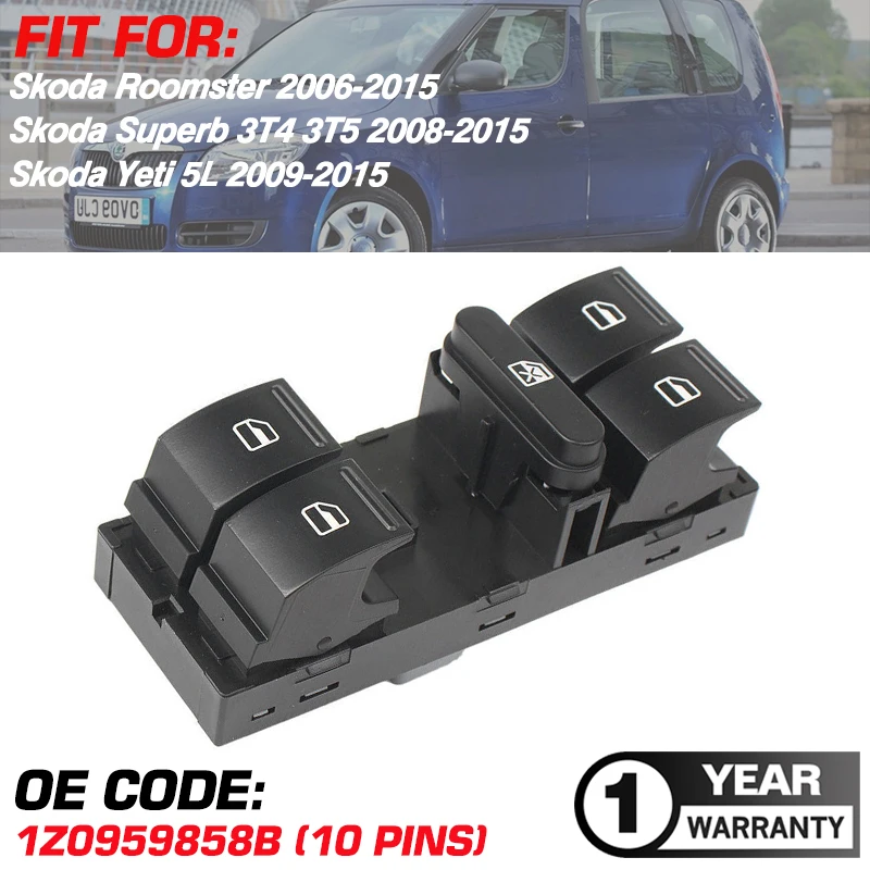 Muslimcar Power Window Pulsante Interruttore Principale Per Skoda Superb 3 T4 3 T5 Skoda Yeti 5L Skoda Roomster 2006-2015 Muslimah