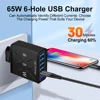 65W 6 Ports USB Charger Fast Charging QC3.0 Travel Charger For iPhone 14 Samsung Xiaomi Mobile Phone Adapter EU KR US UK Plug 2