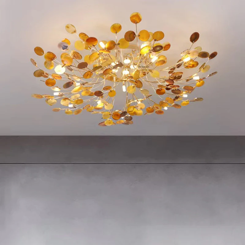 

Nordic light luxury living room ceiling lamp modern minimalist dining room bedroom lamp atmospheric color agate home lamps
