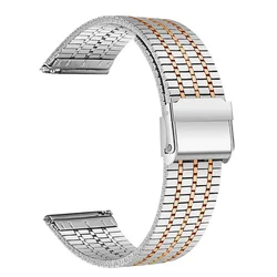 Luxury Stainless Steel Metal Watch Strap - 22mm Premium Wristband - 1pcs 22mm (Silver rose gold)