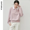 SENTUBILA Patchwork Spliced Sweatshirt for Women 2024 Winter Cotton Casual 2 in 1 Pullover Embroidery POLO Neck Tops 143A56445 4