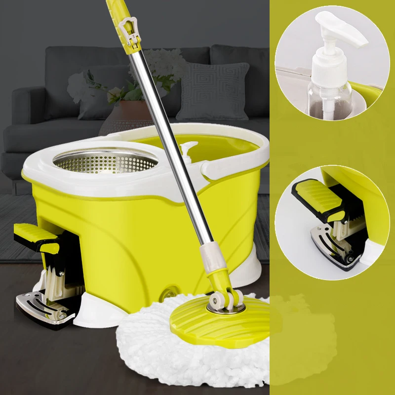 Spin Mop e balde com conjunto Wringer, Pedal Spinning Mop, Sistema de limpeza de piso para madeira, piso laminado