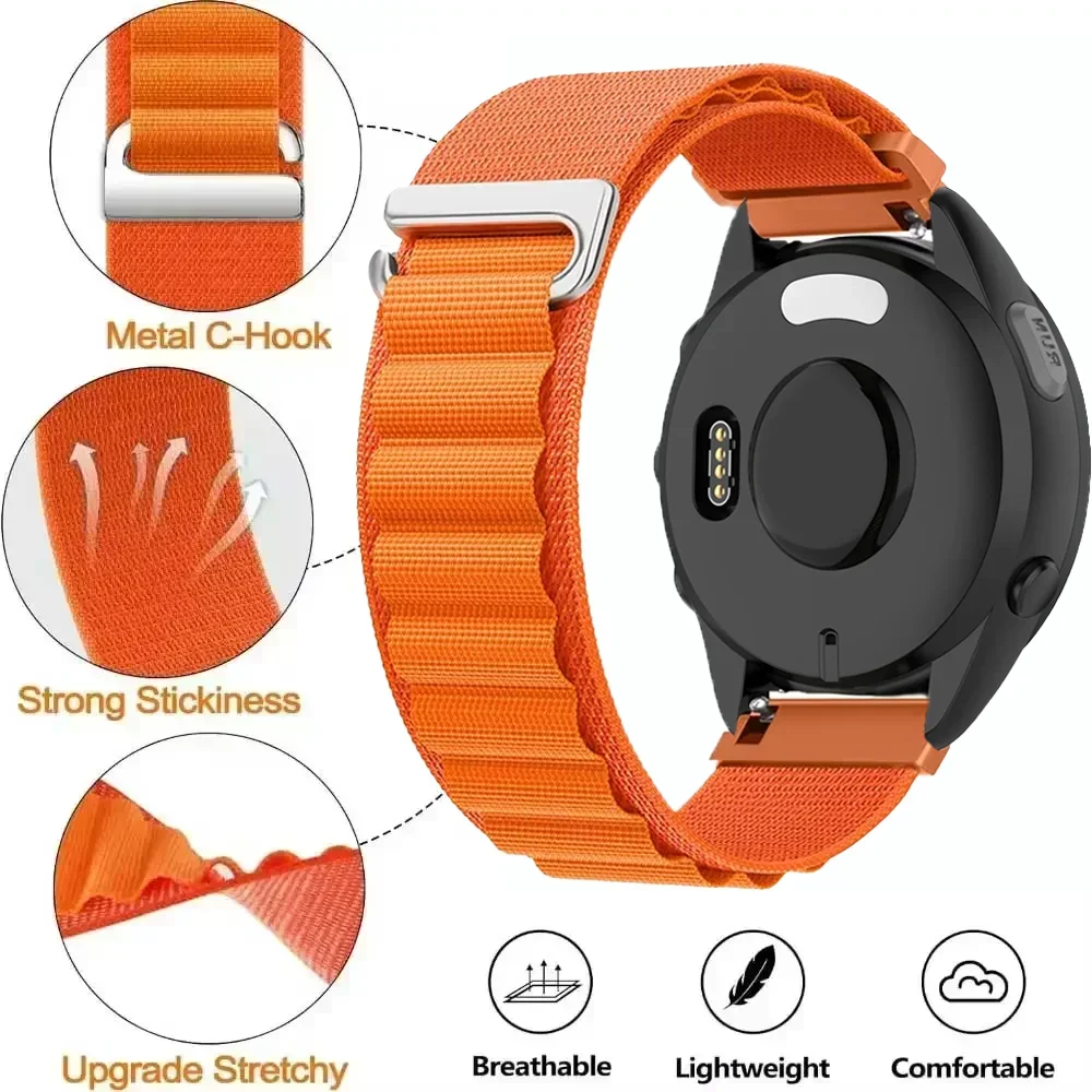 Alpine Loop Nylon Strap - 22mm Sport Bracelet in Vibrant Colors