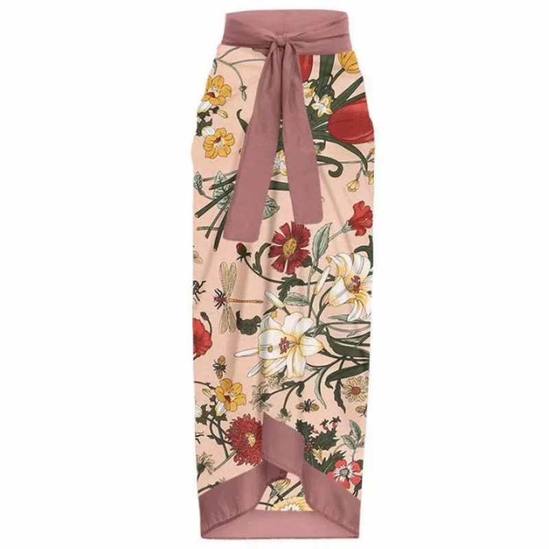 Two-Piece Swimsuit for Women, Holiday Style, Print, Belly Cover, Buttock, Long Skirt, Internet Celebrity, Holiday Bikini, 2024