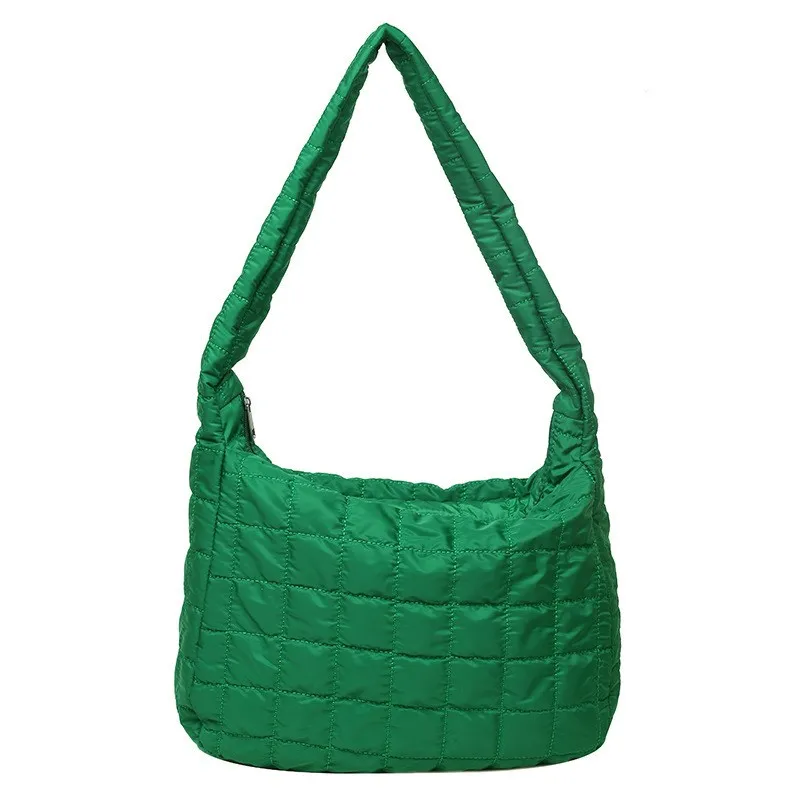 thumbnail image 1 of Bolso de mano para mujer, acolchado, impermeable, ligero, de algodón, con relleno de plumas, para el hombro, 1 of 5