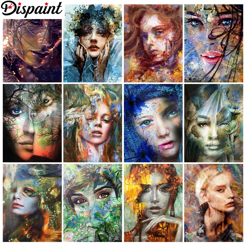

Алмазная живопись Dispaint, вышивка крестиком, «портретная красота», квадратная, круглая, «сделай сам», 5d алмазная вышивка, картина, искусство планшетов