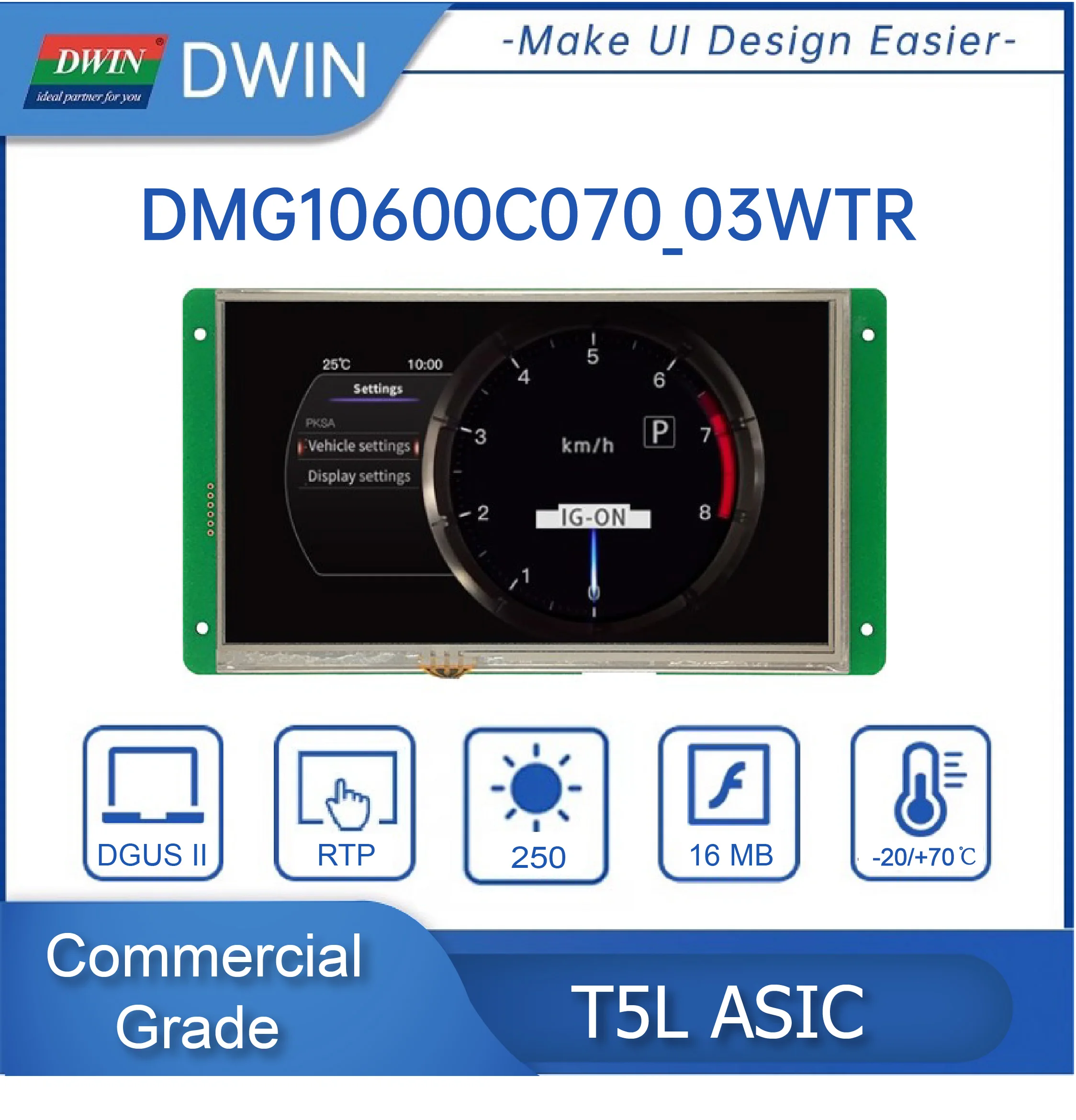 Фото DWIN 7,0 дюймовый дисплей 1024 * RGB * 600 HMI умный модуль IPS-TFT-LCD, широкий угол обзора-dmg10600c070 _ 03w №2