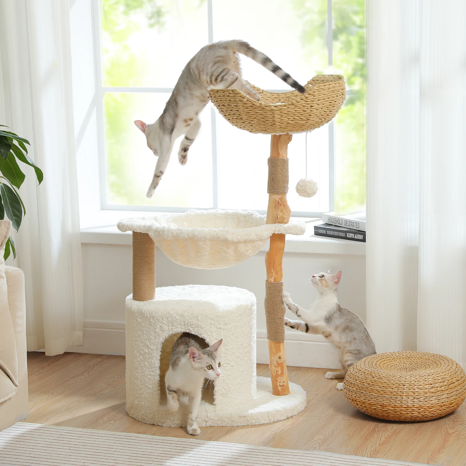 Modern Solid Wood Cat Tree 4